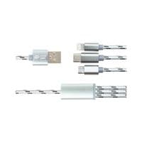 Кабель PowerPlant USB2.0-MicroUSB-USB-C-Lightning, 1м Grey (CA910663)