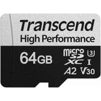 Карта памяти Transcend 64GB microSDXC C10 UHS-I U3 A2 R100/W85MB/s + SD