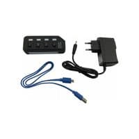 Хаб USB Lapara 4 порта USB 3.0 с БП 2А, с 4-мя выключателеми ON/OFF для каждого порта, черный (LA-USB305)