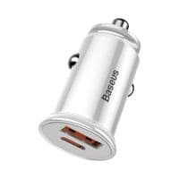 Автомобильное ЗУ Baseus Circular USB, Type-C PD3.0, QC4.0, white