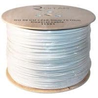 Кабель телевізійний Ritar RG-59, 0,81 мм.CU, 64x0.12m CCA екран,+2*0.5power, white PVC