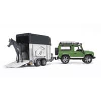 Спецтехника Bruder джип Land Rover Defender с прицепом и лошадкой М1:16 (02592)