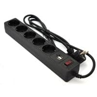Сетевой фильтр питания PATRON 1.8m (SP-52) + 2 USB 2.0, 2.1A , 5 роз. BLACK (EXT-PN-SP-52-USB)