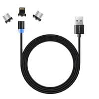 Кабель для передачі даних USB 3в1 (Lightning+MicroUSB+Type-C) Заряджається тільки магнітом ColorWay (CW-CBUU020-BK)