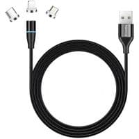 Кабель для передачі даних USB 2.0 AM до Lightning + Micro 5P + Type-C 1.0m Magnetic ColorWay (CW-CBUU038-BK)