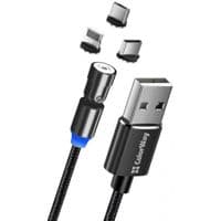 Кабель для передачі даних USB 2.0 AM до Lightning + Micro 5P + Type-C 1,0 м Магнітний Ro ColorWay (CW-CBUU037-BK)