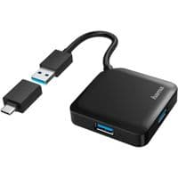 Концентратор HAMA 4 Ports USB 3.2, USB-C Adapter Black (00200116)