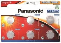 Батарейка PANASONIC CR 2025 * 6 LITHIUM (CR-2025EL/6B)