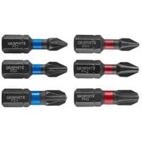 Біті ударні GRAPHITE PH1 / 2/3, PZ1 / 2/3 x 25 мм, 6 шт.