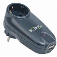 Сетевой фильтр питания EnerGenie Single AC socket Surge protected USB charger, black (SPG1-U)