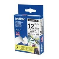 Лента Brother 12mm Laminated white эластичная, Print black