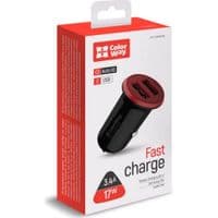 Зарядний пристрій ColorWay 2USB AUTO ID 3.4A (17W) red / black (CW-CHA026-BK)