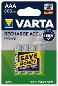 Аккумулятор Varta Recharge Accu AAA/HR03 Ni-MH 800 mAh BL 4шт