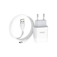 Зарядний пристрій Hoco C73A Glorious (2USB, 2.4а) White (6931474713070) + кабель Type-C