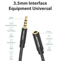 Кабель Vention Audio 3,5 мм M - 3,5 мм F, 0,5 м, чорний (VAB-B06-B050-M)