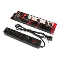 Мережевий фільтр FrimeCom (FC-B4005W 1.8 B) 5 розеток, 1.8 м, чорний (коробка)