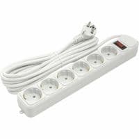 Фільтр живлення PowerPlant JY-1057/5 (PPSA10M50S6) 6 розеток, 10А, 5 м, євростандарт, білий