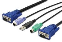 Кабель DIGITUS KVM Cable Set, VGA, PS/2-Mouse, PS/2-Keyboard, USB black, 3 m
