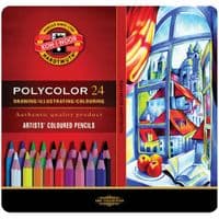 Олівці кольорові Koh-i-Noor Polycolor художній метал. пенал 24 кольори (3824024002PL)