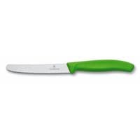 Кухонний ніж Victorinox SwissClassic для овочів 11 см, хвилясте лезо, зелений (6.7836.L114)