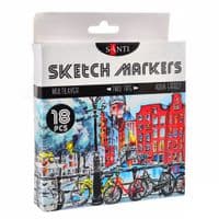 Маркер Santi набор двусторонних sketch 18 шт (390527)