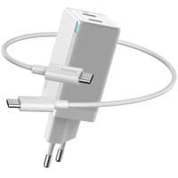Сетевое зарядное устройство Baseus GaN2 (2USB, 3A) QC3.0 45W White (CCGAN-M02) + кабель Type-C