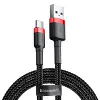 Кабель Baseus Cafule USB-USB Type-C, 3A, 0,5 м чорний/червоний (CATKLF-A91)