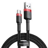 Кабель Baseus Cafule USB-USB Type-C, 2A, 3м Чорний/Червоний (CATKLF-U91)