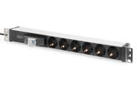 Блок розеток DIGITUS 1U, 6xSchuko, 16A, 250V, автомат, вилка Schuko