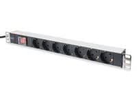 Блок розеток DIGITUS 1U, 7xSchuko, 16A, 250V, вимикач, вилка Schuko