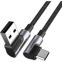 Кабель UGREEN US284 USB - Type-C Cable Angled Alum. Braid 2м (Чорний)
