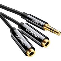 кабель UGREEN AV134 3.5mm M - 2x3.5mm F Audio Splitter 20см (Черный)