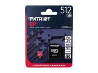 Карта пам'яті microSDXC (UHS-1 U3) Patriot EP Series 512Gb class 10 V30 (R-100MB/s, W-80MB/s) (adapter SD)