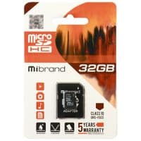 Карта памяти microSDHC (UHS-1 U3) Mibrand 32Gb class 10 (adapter SD)