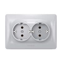 Розетка Videx BINERA 2-а із заземленням сріб (VF-BNSK2G-SS)