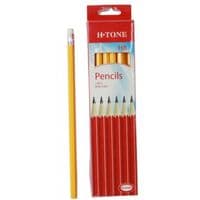 Карандаш графитный H-Tone НВ, с резинкой, желтый, уп. 12 шт (PENCIL-HT-JJ30105B)