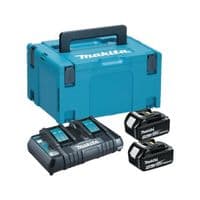Набор аккумуляторов + зарядное устройство Makita 197504-2, LXT BL1840 x 2шт (18В, 4Ач) + DC18RD, кейс Makpac3