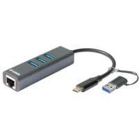 Сетевой адаптер D-Link DUB-2332 1xGE, 3xUSB-C, USB-C с адаптером USB-C/USB-A