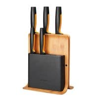 Набор ножей с бамбуковой подставкой Fiskars FF, 5 шт.