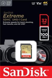 Карта памяти SD 32GB SanDisk C10 UHS-I U3 R100/W60MB/s Extreme V30