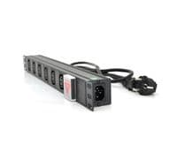 Подовжувач Merlion 6 розеток, 19", 1U, з вимкн., з адаптером живлення C13, 1.8 м (1U-M6C13-K-C13/15155)