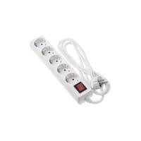 Мережевий подовжувач 2E 5XSchuko з вимикачем, 3G*1.5мм, 5м, white