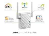 Повторювач Wi-Fi сигналу ASUS RP-N12 N300 1хFE LAN ext. ant x2