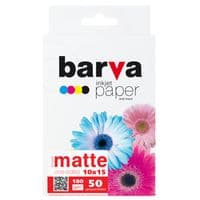 Фотопапір Barva, матовий, A6 (10x15), 180 г/м², 50 арк, серія "Original" (IP-A180-254)