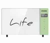 Микроволновая печь PRIME Technics PMW 2075-8 SO, White/Green, 700W, 20 л, обычная, 5 уровней мощности, таймер, управление механическое