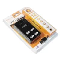 Концентратор USB 2.0, 4 ports, Black, 480 Mbps, з кнопкою-вимикачем model:p-1601 (YT-HWS4-B)