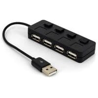 Концентратор USB 2.0, 4 ports, Black, 480 Mbps, LED підсвічування, вимикач для шкірного порту