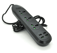 Фільтр мережевий 2 м ТВ-Т16, 4 розетки + 3 USB, 2 м, перетин 3х0,75мм, 3000W, Black (ТВ-Т16-Black)