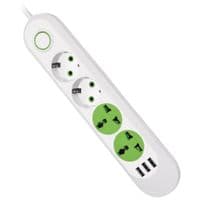Фильтр сетевой 1.5 м F01U, 2 розетки EU+2 розетки Universal+3 USB, сечение 3х0,75мм, 2500W, White, Box