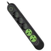 Фильтр сетевой 1.5 м F02U, 2 розетки EU+2 розетки Universal+3 USB, сечение 3х0,75мм, 2500W, Black, Box